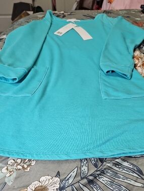 Adyson Parker Aqua Turquoise Long Sleeve Pocket Tee